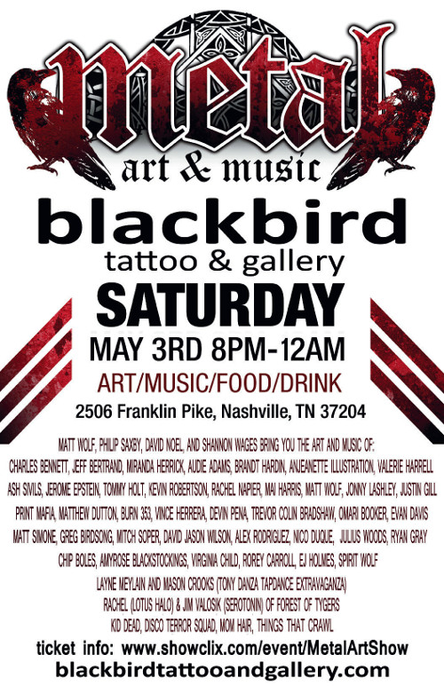 Poster for Blackbird Tattoo and Gallery.
