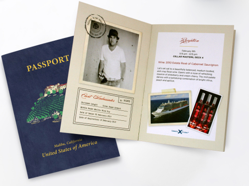 Malibu Rocky Oaks Estate Vineyards passport brochure design by Renee Pulve.