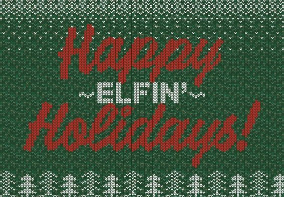 Happy Elfin' Holidays free greeting card template