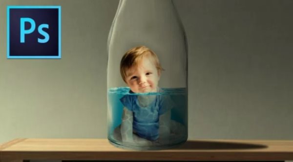 baby in a bottle photomanipulation tut