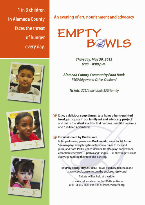 Invitation for Empty Bowls event in May