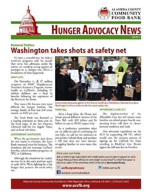 “Hunger Advocacy News” newsletter