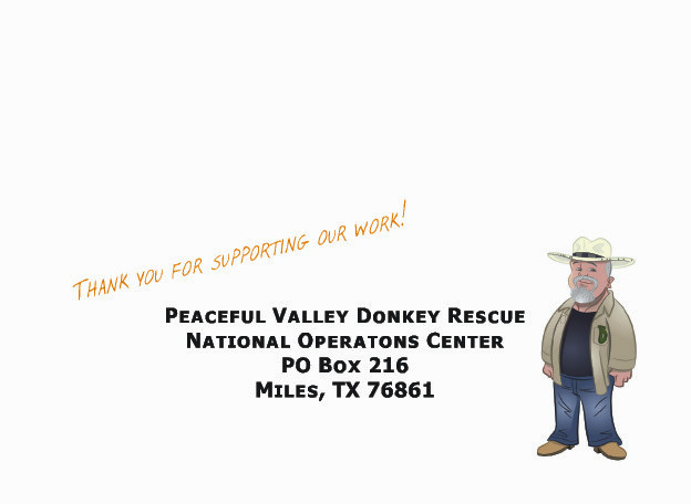 Envelopes for Peaceful Valley Donkey Rescue.