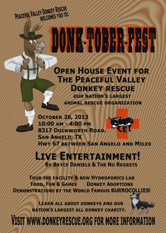 Poster for Peaceful Valley Donkey Rescue.