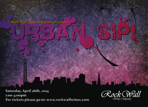 Front of postcard for “Urban Sip!” event on April 26.