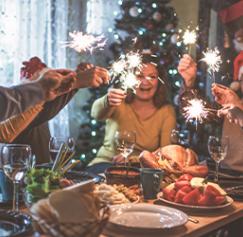 family celebrating Christmas